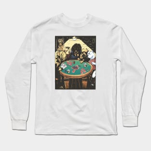 Funny Dogs Playing Poker Illustration Long Sleeve T-Shirt